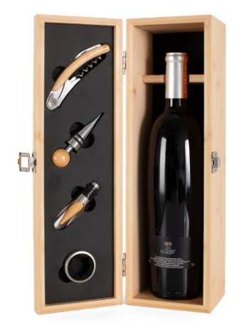 Kit Vinho em bambu com interior em EVA e fecho em inox